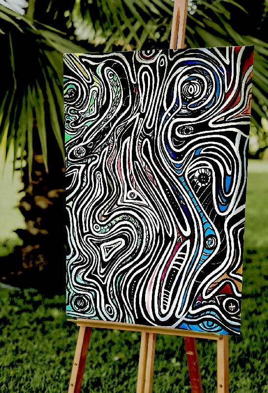 DRAGONS | Handmade Acrylic Painting by Charlotte Supernatural | Large Canvas (ready to hang fixtures)